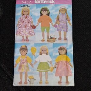 Butterick 5452 Doll Clothes Sewing Pattern 18 inch Doll Contemporary Wardrobe